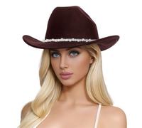 Generisch Gorros de lana para hombre y mujer, diseño de vaquero occidental, tres piedras brillantes (café, talla única)