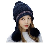 Generisch Gorros de moda inhibidores de punto mujeres con cabello sosteniendo gorro de lana de invierno protector de oídos niño, marine, Talla única