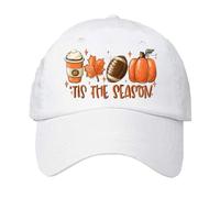 Generisch Gorros unisex de fútbol Tis The Season - Calabaza & Béisbol Unisex Gorros Calabaza Gorras de Calabaza para Mujer, Blanco, Talla única