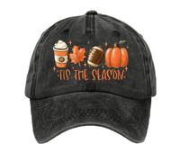Generisch Gorros unisex de fútbol Tis The Season - Calabaza & Béisbol Unisex Gorros Calabaza Gorras de Calabaza para Mujer, Negro , Talla única