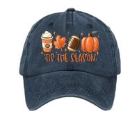 Generisch Gorros unisex de fútbol Tis The Season - Calabaza & Béisbol Unisex Gorros Calabaza Gorras de Calabaza para Mujer, azul marino, Talla única