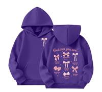 Generisch Gott-Hoodies - Sudadera con capucha para niña con versos de la Biblia, ideal para el día a día, escuela, cómodo jersey de invierno con diseño sencillo para jóvenes y mujeres, Color morado