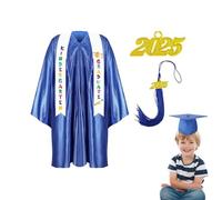 Generisch Graduado de guardería, vestido de graduación preescolar y gorra,2025 Kids Graduation Stole Set | Vestido de sombrero de ceremonia de punto multicolor para iglesias y coros, azul, 27 Meter