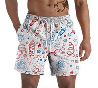 Generisch Grafische Strandhose für Herren Lässige Shorts 3D-Flaggenmuster Am 4. Juli Retro-Strandhose Shorts (L)