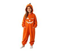 Generisch Grenouillère d'hiver douillette pour bébé garçon avec imprimé citrouille - Combinaison douce en polaire, confortable pour la nuit les moments de détente, naranja, 5-6 años