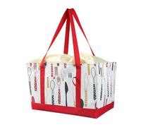 Generisch Grocery Shopping Bag - Reusable Tote with Drawstring Closure, Sturdy Grocery Carrier, Thick Reinforced Bottom Panel, Compact External Storage Pockets, Market Accessory for Outdoor Use, rojo