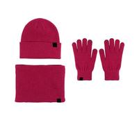 Generisch Guantes azules para mujer invierno lindo sombrero de lana bufanda guantes tres piezas invierno nieve gorro de punto pantalla mitones bufandas conjunto gorro bufanda hombre, Rosa intenso