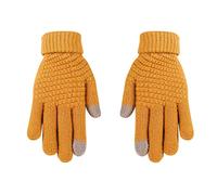 Generisch Guantes de cuero negros, guantes de invierno, guantes de punto cálidos, guantes de equitación al aire libre, piel de oveja orgánica (naranja, talla única)