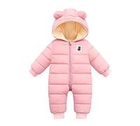 Generisch Guantes de esquí para niños, mono acolchado para bebé, ropa de exterior con capucha, pelele de nieve, abrigo cálido para niños, abrigo para niños, chaqueta de manga larga, elegante, Rosa., 6