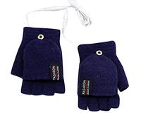 Generisch Guantes de invierno impermeables y cortavientos, para hombre y mujer, guantes térmicos, protección contra el frío, guantes térmicos, para bicicleta, para correr, convertible, sin dedos (azul