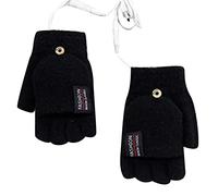 Generisch Guantes de invierno impermeables y cortavientos, para hombre y mujer, guantes térmicos, protección contra el frío, guantes térmicos, para bicicleta, correr, convertible, sin dedos (negro