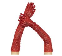 Generisch Guantes de invierno para hombre, guantes largos de lentejuelas brillantes para fiesta de ópera para mujer, guantes de satén de los años 20, disfraces, longitud del codo, vestido de noche de