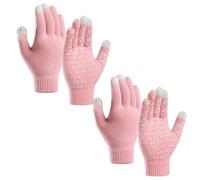 Generisch Guantes de invierno para hombres y mujeres como juego de 2 pares con contacto mejorado con la pantalla, ideales para climas fríos, guantes térmicos de punto para correr y conducir