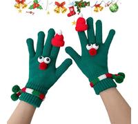 Generisch Guantes de invierno para mujer, transpirables, resistentes al viento y cálidos con patrón de sombrero de ojos, guantes para climas fríos, para adultos, hombres, mujeres, exteriores, uso