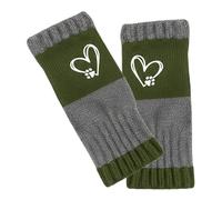 Generisch Guantes de invierno sin dedos, combinación de bordado de corazón, guantes para exteriores, calentadores de brazos, para senderismo, motociclismo, camping, , ciclismo, conducción, verde