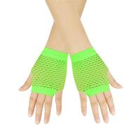 Generisch Guantes de malla azul sin dedos para mujer, malla gótica de los 80s, accesorios de malla, color rojo (verde menta, talla única)