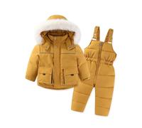Generisch Guantes Niños Niños Bebé Niña Niño Invierno Suéter Traje Grueso Cálido Con Capucha Sólida Cremallera Abajo Abrigo Abajo Paraks Mono Traje de Nieve Conjunto Nieve Libro de Fotos, amarillo, 5