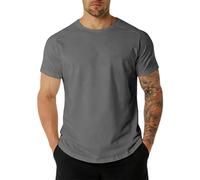 Generisch Gym Tshirt Herren Rundhals T-Shirt Sommer Funktionsshirt Kurzarm Gym Fitness Sport Shirt für Männer Slim Fit Muscle Sportshirt Schnelltrocknend Trainingsshirt Laufshirt, gris oscuro, XXL