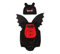 Generisch Halloween Baby Mädchen Recién Nacido Bebé Niñas Niños Halloween Murciélago Suave Fleece Pelele Conjuntos con Sombrero de Alas 3PCS Set Disfraces Traje Deportivo, Negro , 0-6 meses