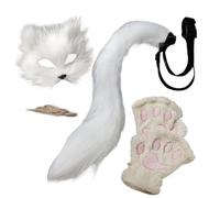 Generisch Halloween Face Cover, Furry Animal Half Masque, With Costume Tail And Gloves, Suitable To Complete Party Looks, Cosplay cover Set for Dress Up Use, Kids, Adults, Carnival, Fun Accessories