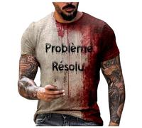 Generisch Halloween Francia Tema Casual Cuello Redondo Gráfico de sangre de gran tamaño Impreso Color sólido manga corta suéter de los hombres con encaje, Color rojo., L