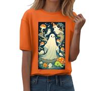 Generisch Halloween manga corta mujer cuello redondo pantalones cortos mangas gráficos cuello redondo tops impresos casual otoño camiseta 2025 ligera tops carnaval festival horror festivo ocio