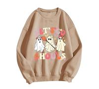 Generisch Halloween Rave Skelett Maske Hoodie Sweatshirt Halloween Rave Skelett Maske Hoodie SweatshirtshirtGothic Punk Langarm Kapuze Crop Tops, Sudaderas con capucha B3-caqui, XL