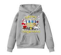 Generisch Happy Chrismukkah Santa Snowmann T-Shirt Happy Hanukkah Hanukkah Janukkah Jersey Navidad Menorah Hoodie Navidad Vacaciones Dreidel Latke, gris, 11-12 años