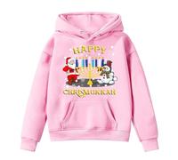 Generisch Happy Chrismukkah Santa Snowmann T-Shirt Happy Hanukkah Hanukkah Janukkah Jersey Navidad Menorah Hoodie Navidad Vacaciones Dreidel Latke, Rosa., 7-8 años