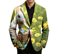Generisch Happy Easter Rabbit - Chaqueta de traje para hombre, corte regular, estampado, 01#verde, L