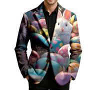 Generisch Happy Easter Rabbit - Chaqueta de traje para hombre, corte regular, estampado, 06#multicolor, L