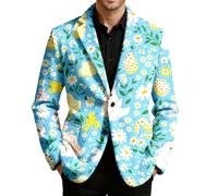 Generisch Happy Easter Rabbit - Chaqueta de traje para hombre, corte regular, estampado, 07#azul claro, L
