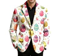 Generisch Happy Easter Rabbit - Chaqueta de traje para hombre, corte regular, estampado, 08#white, L