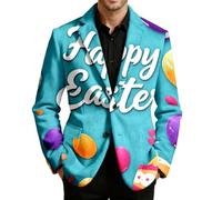 Generisch Happy Easter Rabbit - Chaqueta de traje para hombre, corte regular, estampado, 09#Sky Blue, L
