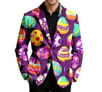 Generisch Happy Easter Rabbit - Chaqueta de traje para hombre, corte regular, estampado, morado, L