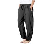 Generisch Harem Herren Mode Männer Aladinhose Pluderhose Yoga Goa Hosen Enfarbig Baggy Freizeithose Casual Leinenhose mit Elastischem Bund und Kordelzug Lose Strand Hosen, Negro , 3XL