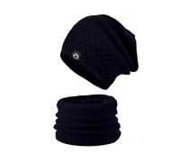 Generisch Hat And Scarf 2pc Set Hood Ski Over Windproof Plush Hood Fuzzy Ski Winter Adjustable Women Men Bommel für Mütze Kunstfell, Negro , Talla única