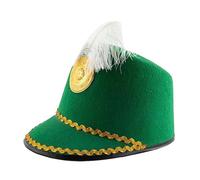 Generisch Hat with Feather Hat Cos Honor Guard Hat Drum High Top Honor Cap Black Cowboy Coat, verde, Talla única