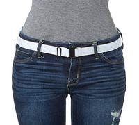 Generisch Hebilla plana antideslizante elástica sin espalda muestra cinturón ajustable (blanco, talla única)