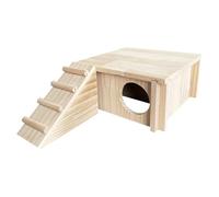 Generisch Héroe de hámster, casa de hámster | Cabaña de madera de dos pisos - hábitats con escalera de escalada, accesorios de jaula para búsqueda interactiva de alimentos
