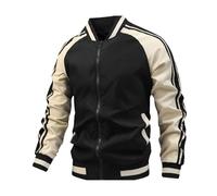 Generisch Herren Herren Herren Herbst und Winter Sport Casual Baseball Kragen Slim Fit Jacke Hemd Herren (Black, XL)