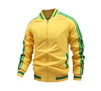 Generisch Herren Herren Herren Herbst und Winter Sport Casual Baseball Kragen Slim Fit Jacke Hemd Herren (Yellow, L)
