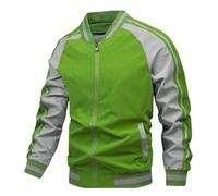Generisch Herren Herren Herren Herbst und Winter Sport Casual Baseball Kragen Slim Fit Jacke Hemd Herren (Light Green, XXXXL)