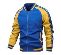 Generisch Herren Herren Herren Herbst und Winter Sport Casual Baseball Kragen Slim Fit Jacke Hemd Herren (Dark Blue, L)