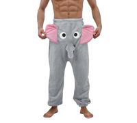Generisch Herren-Hosen, eine lustige Elefanten-Shorts, humorvolle Unterwäsche, Geschenk für Männer, Hosen mit Tier-Motiv, Elefant Wird klingeln, Hosen spielen seltsame Pyjama-Hosen (Grey, M)
