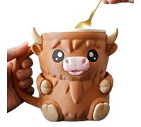 Generisch Highland Cow Ice Cream Pint Holder, Decorative Yogurt Cup Sleeve Handle, Fun Postt Bowl Accessory, 15 x 12 x 17 cm, para niños Viaje Home Picnic Party Camping Use Camping Trips