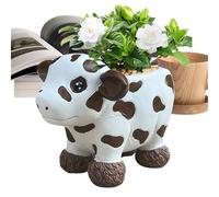 Generisch Highland Vaca Macetero - Resina 4,33 x 4,33 pulgadas | Maceta de vaca divertida, maceta creativa, jarrón suculento de yak | Balcón exterior interior patio trasero