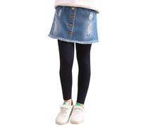 Generisch Historias de Adviento para adolescentes, falda de pantalón para niñas pequeñas, leggings sin pie con falda vaquera, ropa infantil, pantalones tutú con volantes rojos para niñas, azul, 12-14