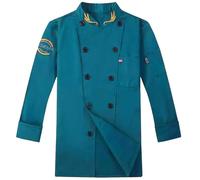 Generisch Hombre Catering Ropa de trabajo de manga larga cárdigan camisa con botones Cocina Gastronomía Servicio Ropa de trabajo Top, Verde oscuro., XL