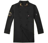 Generisch Hombre Catering Ropa de trabajo de manga larga cárdigan camisa con botones Cocina Gastronomía Servicio Ropa de trabajo Top, Negro , 5XL